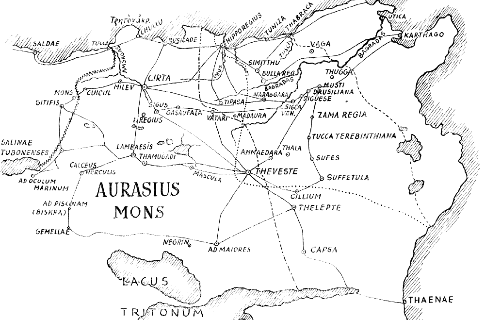 Karte Numidiens und die verschiedenen Ausdehnungen