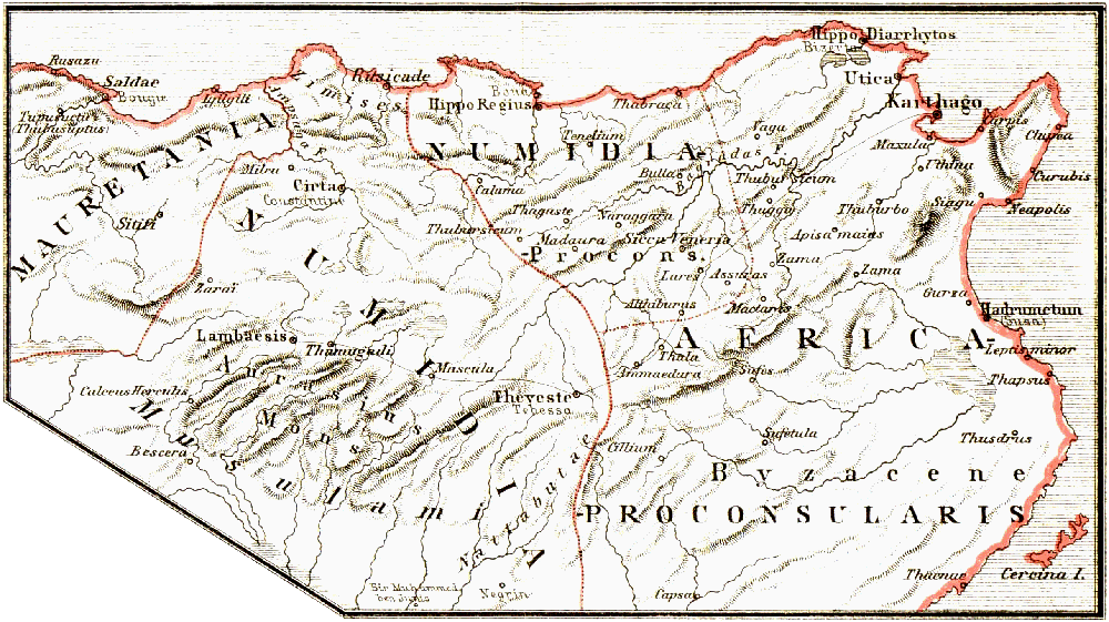Karte Numidiens und Africa Proconsularis